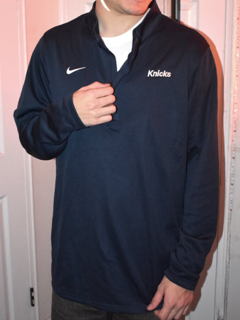 authentic team-issued new york knicks quarter zip pullover 🏀  (mens tall xxl)